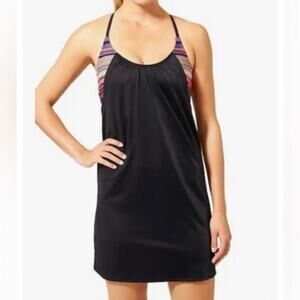 Athleta Blousy Takini Swimwear Razorback Dress Built In Top Black Size 36D/DD
